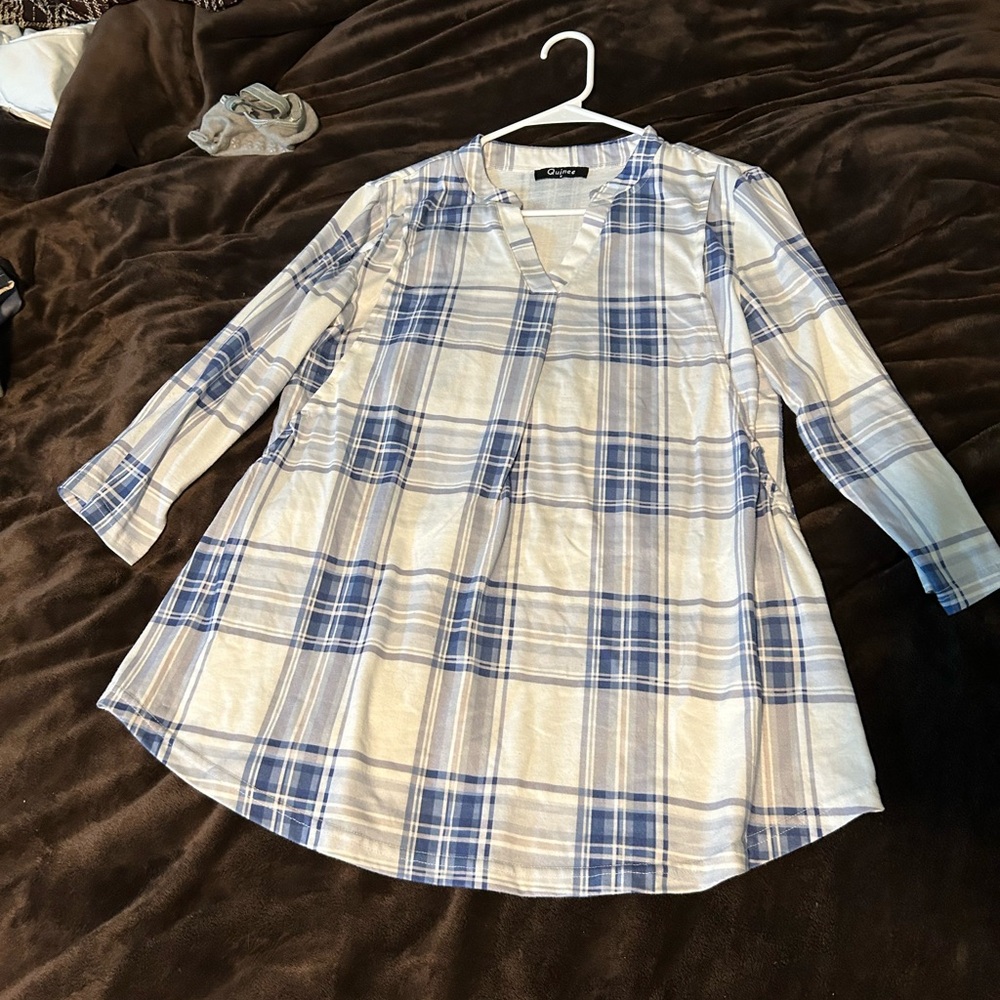 Blue Plaid Nursing Shirt